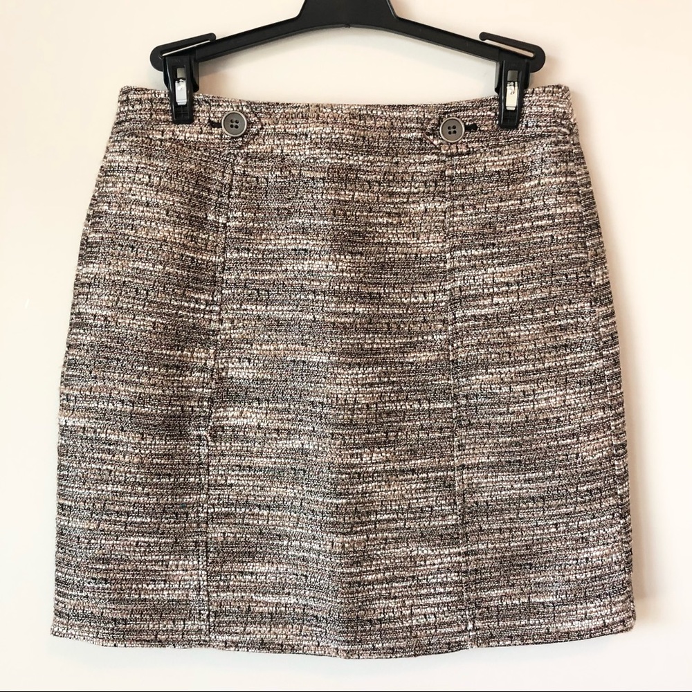 LOFT | Beige, Silver, Copper Woven Fiber Mini Skirt